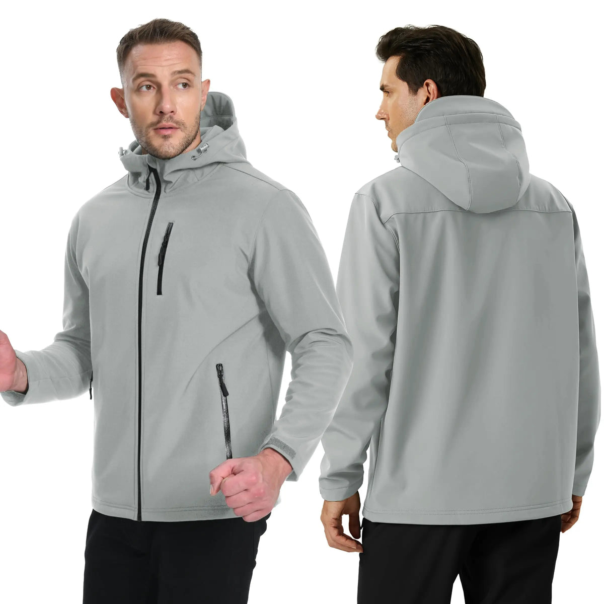 TACVASEN Hooded Softshell Jacket Mens Waterproof Rain Jacket Fleece Lined Work Jacket Outdoor Trekking Hiking Windbreaker Male Pi-Mart