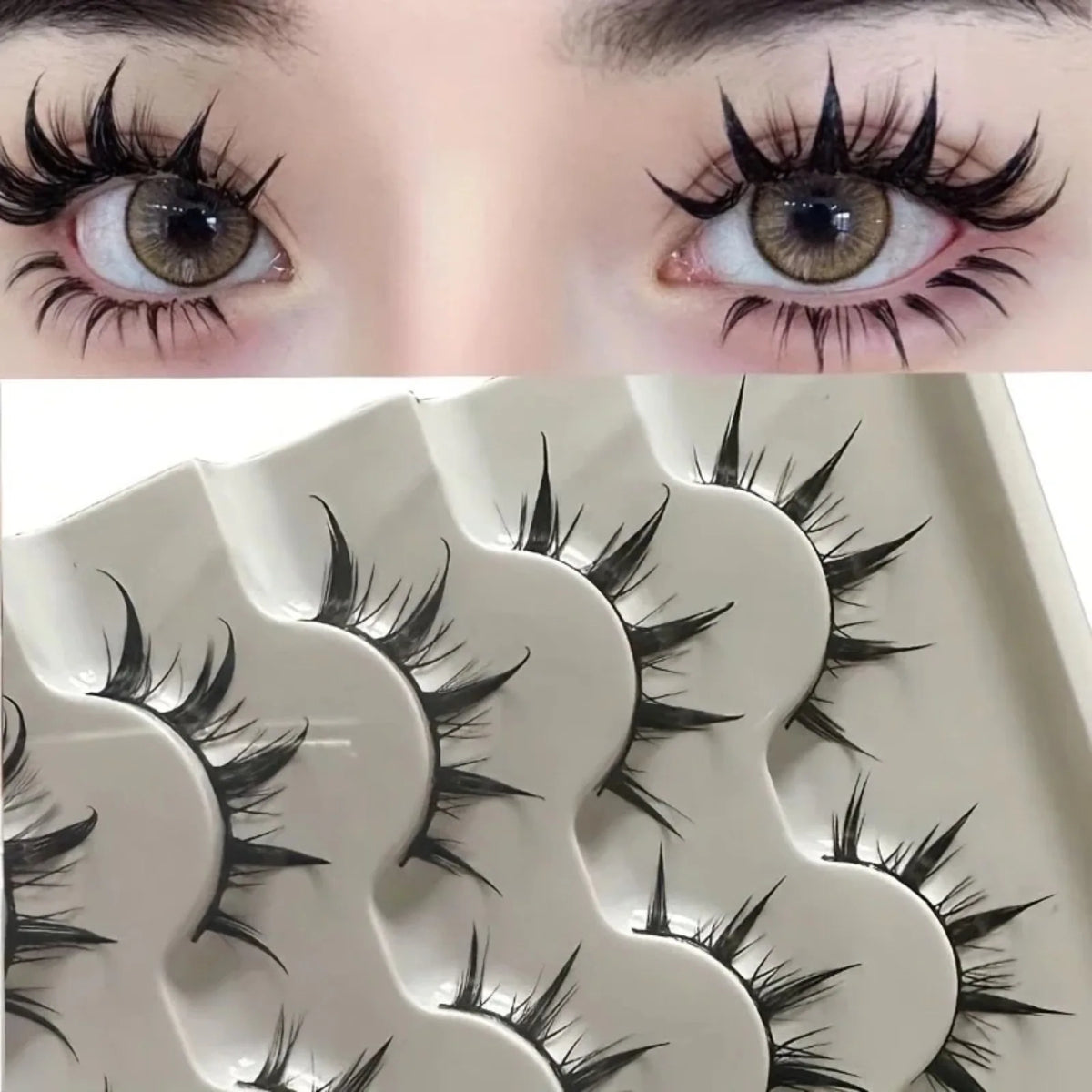 Anime-Inspired False Eyelashes 5 Pairs Comic Eye Cos Faux Lashes Demon Style Volumizing Lengthening Pi-Mart