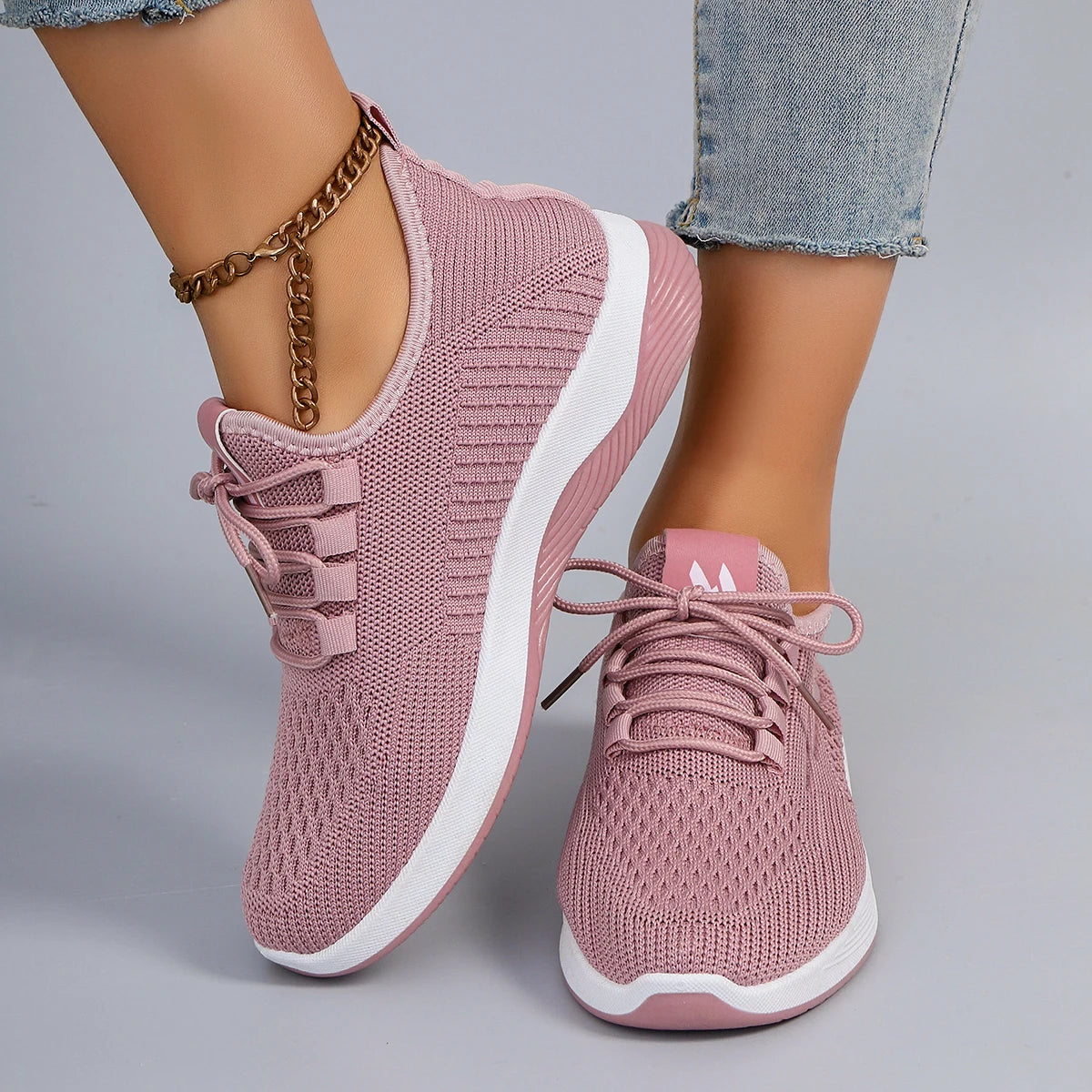 Spring and Autumn New Women's Casual Lace up Comfortable, Breathable, Lightweight and Wear-Resistant Sports Shoes Pi-Mart