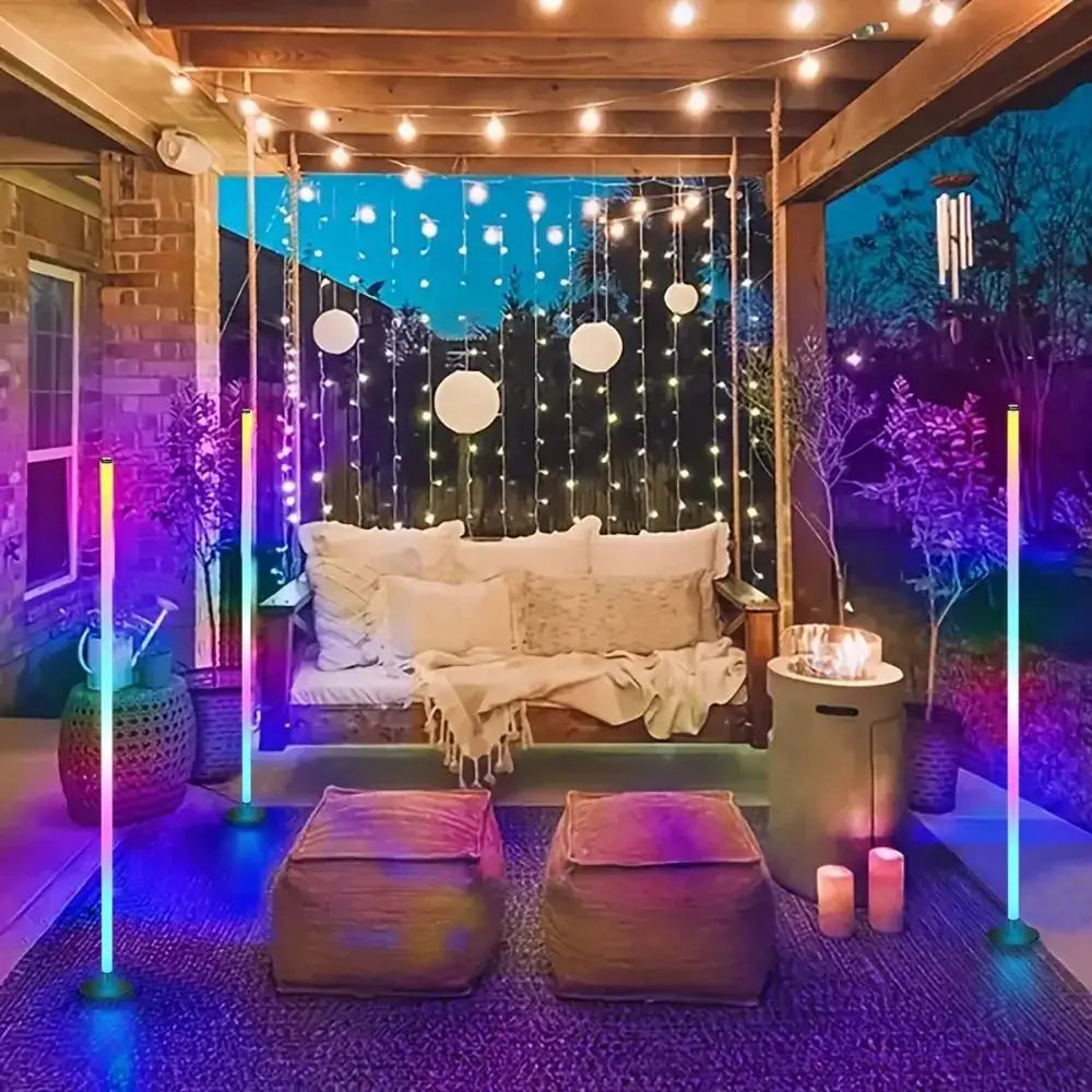 Remote Control Smart LED Floor Lamp Music Sync Dual Control Modes Corner Lighting Timer Function APP Control RGB Floor Lamp Pi-Mart