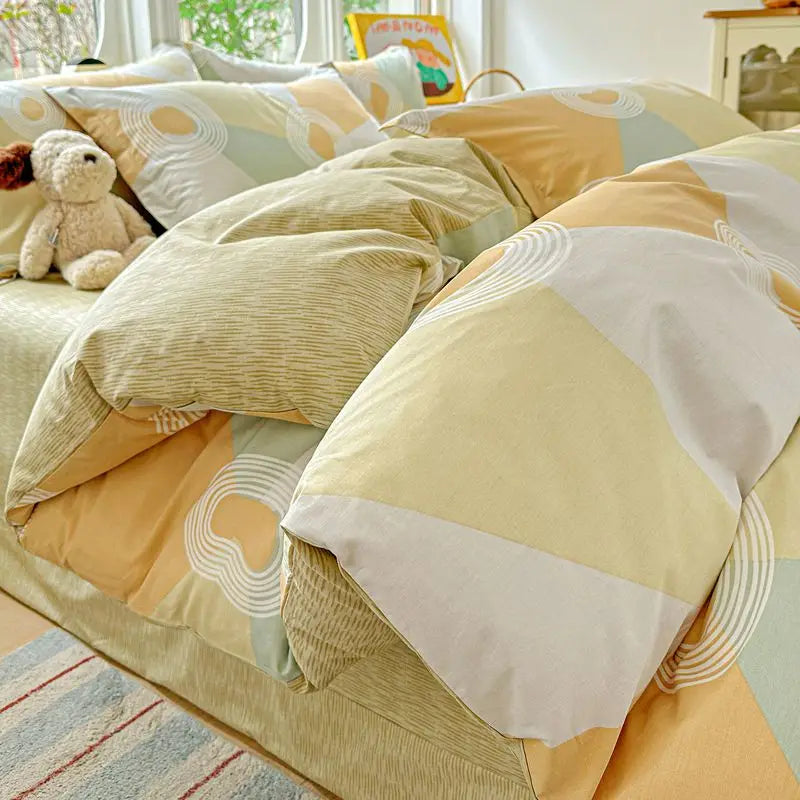 100% Cotton Bedding Set Duvet Set, Quilt Cover Pillow Sham, Wrinkle Free Machine Washable, All Season Comfort 240x220 Pi-Mart