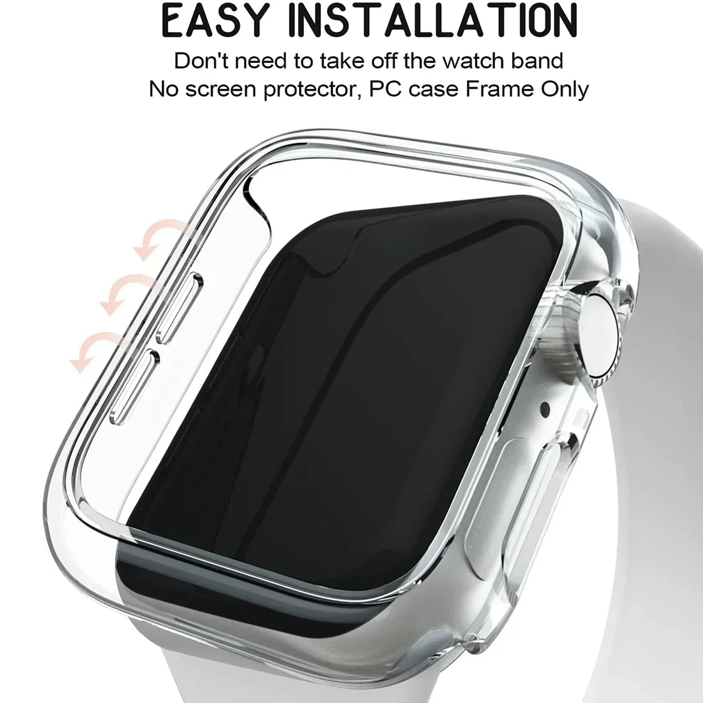 Cover for Apple Watch Case 45mm 41mm 44mm 40mm 42mm 38mm 46 49 mm Accessories PC Protector bumper iWatch Series 8 7 SE 6 5 4 3 9 LadyShow.Store