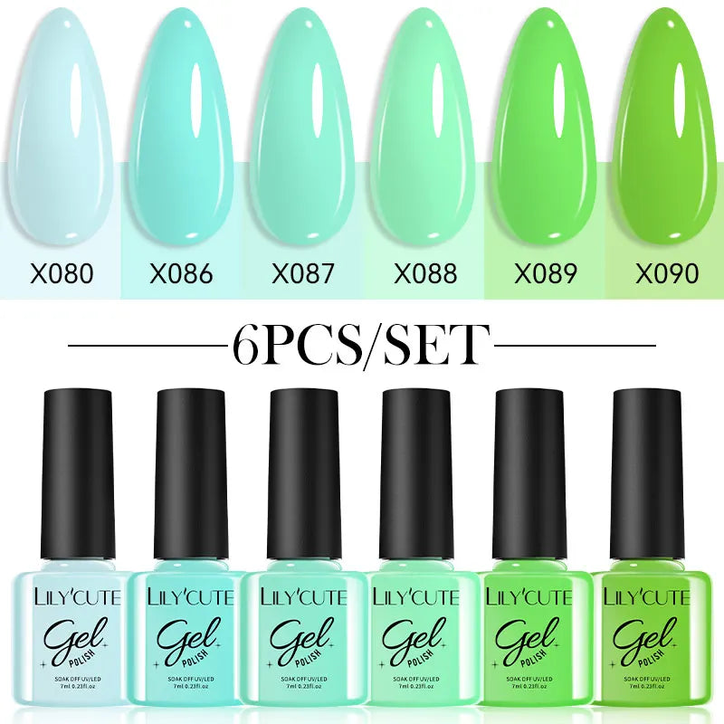 LILYCUTE 6Pcs/set 7ml Coffee Series Gel Nail Polish Kit 125 Colors Manicure Semi Permanent Soak Off UV Nail Art Gel Varnish Tri Light Beauty