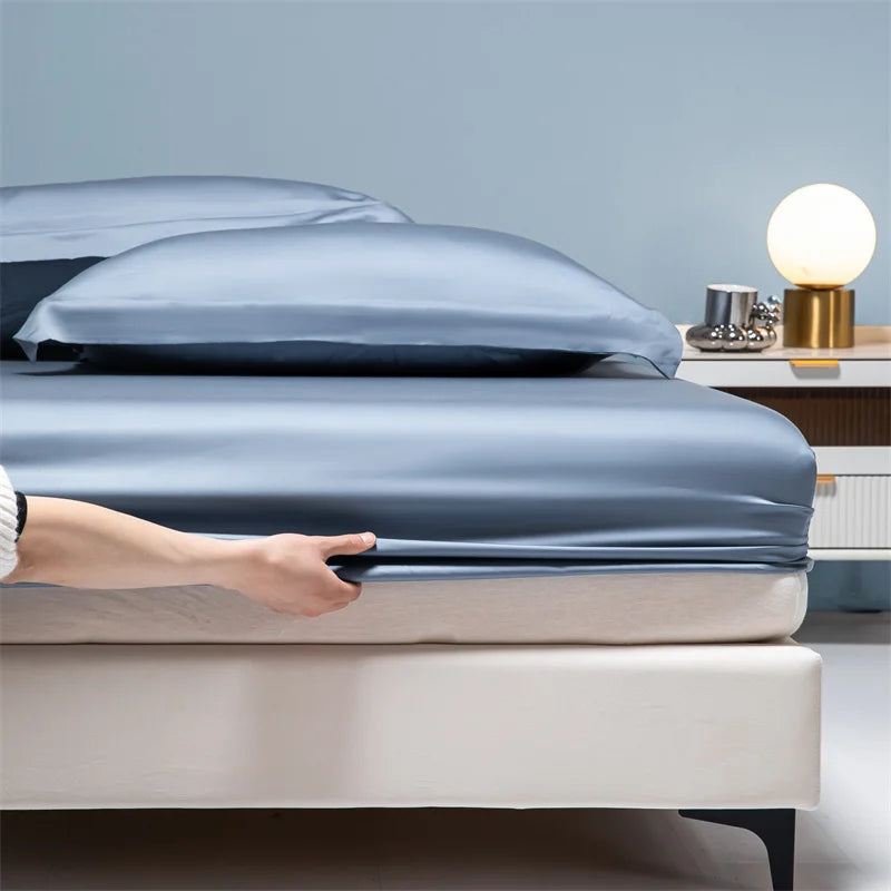 Luxury 100% Bamboo Bed Sheet Set with Fitted Sheets Flat Bedsheet Pillowcase Double Queen King Size Bedding Sets Smooth Silky LadyShow.Store