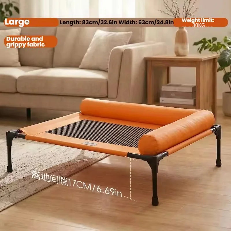 Elevated Cooling Mesh Dog Cot Breathable Moisture Resistant Bed With Pillow Four Seasons Use Indoor For Dog Cat Pet Supplies Pi-Mart