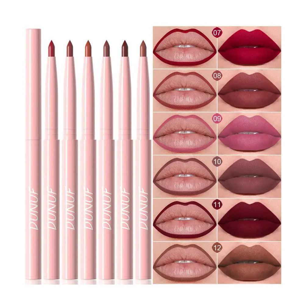 6Pcs Velvet Matte Lip Liner Pencil Set High Pigment Smooth Silky Texture Easy to Color & Define Lip Contours Daily Lip Makeup Pi-Mart