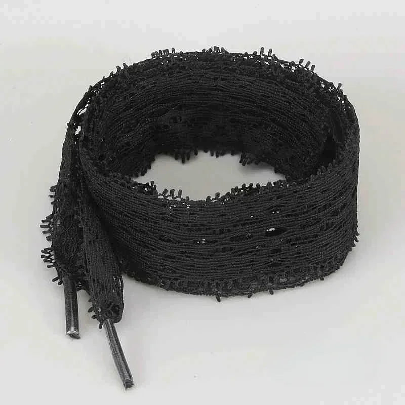 1/4Pairs Fancy Lace 3CM Wide Flat Shoelaces Sneakers Women Casual Shoes Black White Fashion Shoe Strings Replacement Accessories Pi-Mart