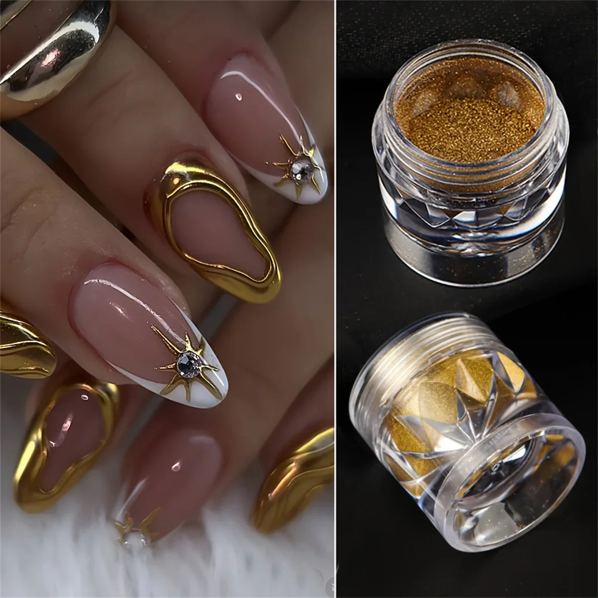 1/6pcs nail magic mirror powder holographic metal chrome powder silver gold nail polish decorative art decoration tool diy Tri Light Beauty