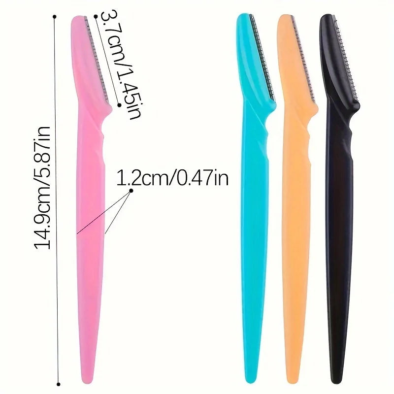 3Pcs Women Eyebrow Razor Stainless Steel Curved Blade Portable Household Facial Grooming Accessory Pi-Mart