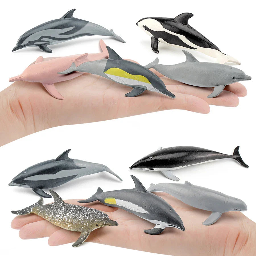 Realistic Mini Ocean Animal Figurines Plastic Marine Sea Creatures Whale Shark Dolphin Turtle Penguin Model Playset Gift for Kid LadyShow.Store