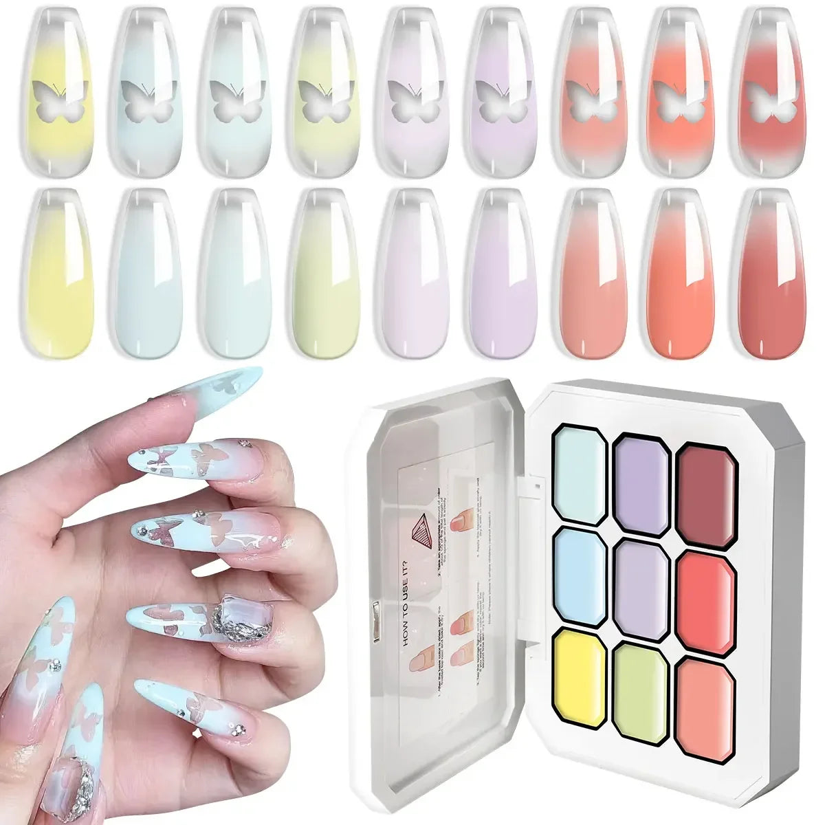 LIMEGIRL 7in1 Nail Gradient Painting Gel Long-lasting Nail Gel Polish Hybrid Color Nail Art Design High Texture Gradient Gel Tri Light Beauty
