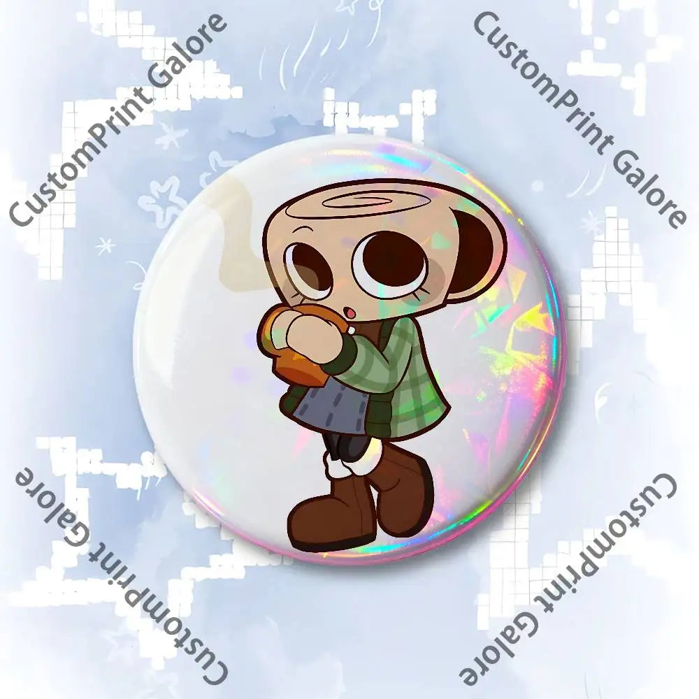 Cute Funny S-Shelly W-Wold Customizable Badge Tinplate Brooch Laser Film Lapel Pin for Decoration Party Small Gifts Pi-Mart