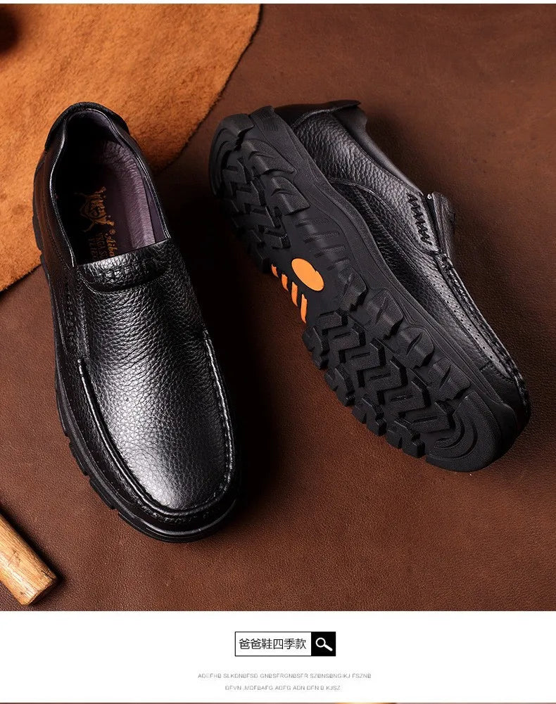 Autumn Genuine Leather Men's Casual Business Leather Shoes Lightweight Breathable Anti Slip Casual Leather Shoes Men Shoes Pi-Mart