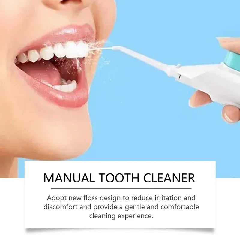 Portable High Pressure Oral Irrigator Household Dental Floss Manual Water Toothpick for Teeth Cleaning Tri Light Beauty