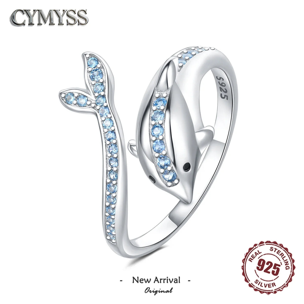 Original 925 Sterling Silver Open Ring Exquisite Panda Dolphin Adjustable Ring Original Daily Fine Jewelry Women Birthday Gifts Pi-Mart