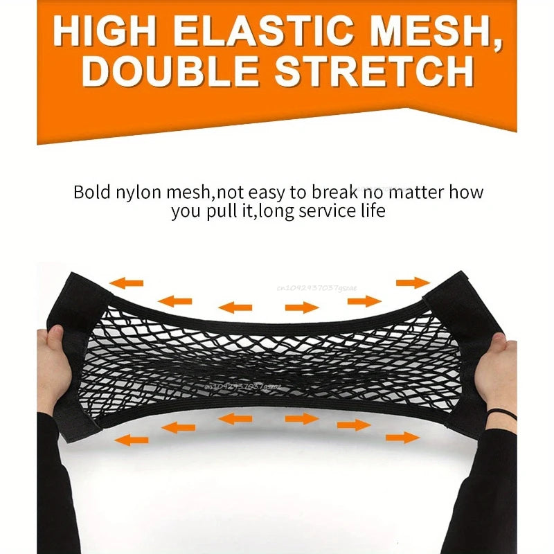 Car Storage Net Stretchable Mesh Pocket Net Magic Elastic Sticker Universal Rear Mesh Trunk Seat Bag Pocket Cage Auto Organizer Pi-Mart