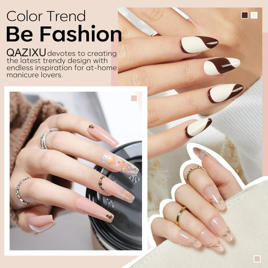 6Pcs Gel Nail Polish Set Milk Tea Popular Color UV LED Nail Gel for Nail Art Easy Apply & Soak Off DIY Home Manicure Salon Use Tri Light Beauty