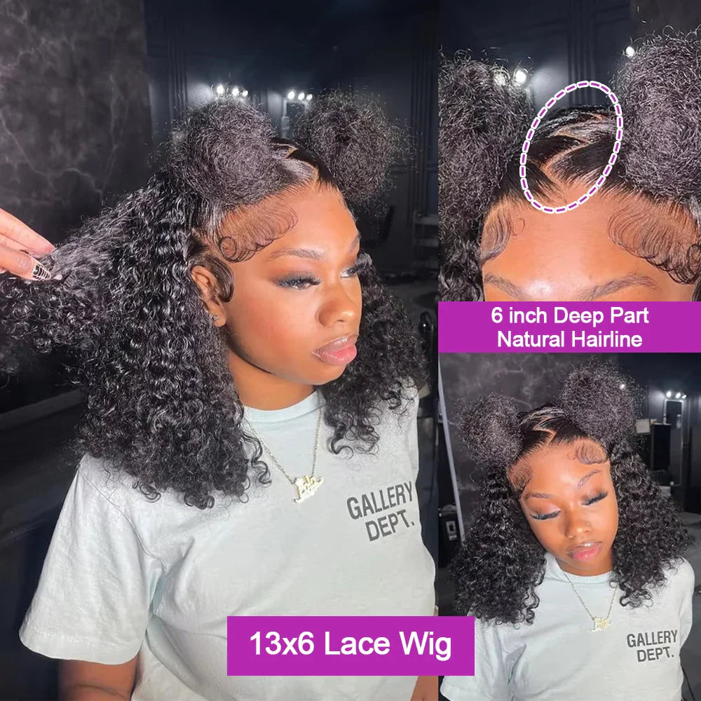 Pre Cut No Glue Water Wave 13x6 Bob Wigs Curly 7x5 Glueless Wig Human Hair Ready To Wear Lace Frontal Wigs For Women Pre Plucked LadyShow.Store