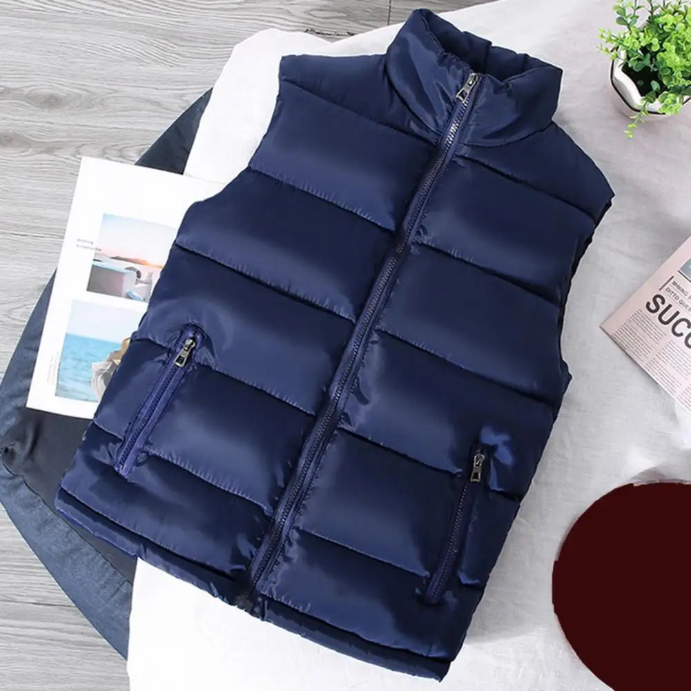 Men Vest Jacket Men Slim Fit Stand Collar Sleeveless Puffer Jackets Winter Casual Waistcoat Men Warm Coat Cold Weather Outerwear Pi-Mart