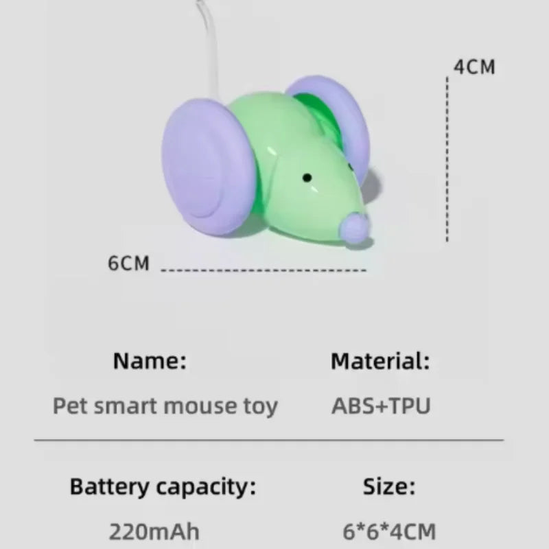 Interactive Cat Toy Electric Mouse Car Automatic Teaser Kitten Pet Toys Rechargeable Intelligent Obstacle Avoidance Cat Car Toy Pi-Mart