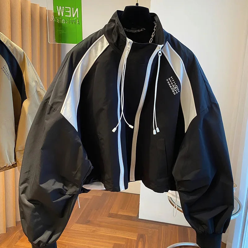 Design  niche loose casual stand up collar trench coat, women's spring and autumn short jacket double zipper LadyShow.Store