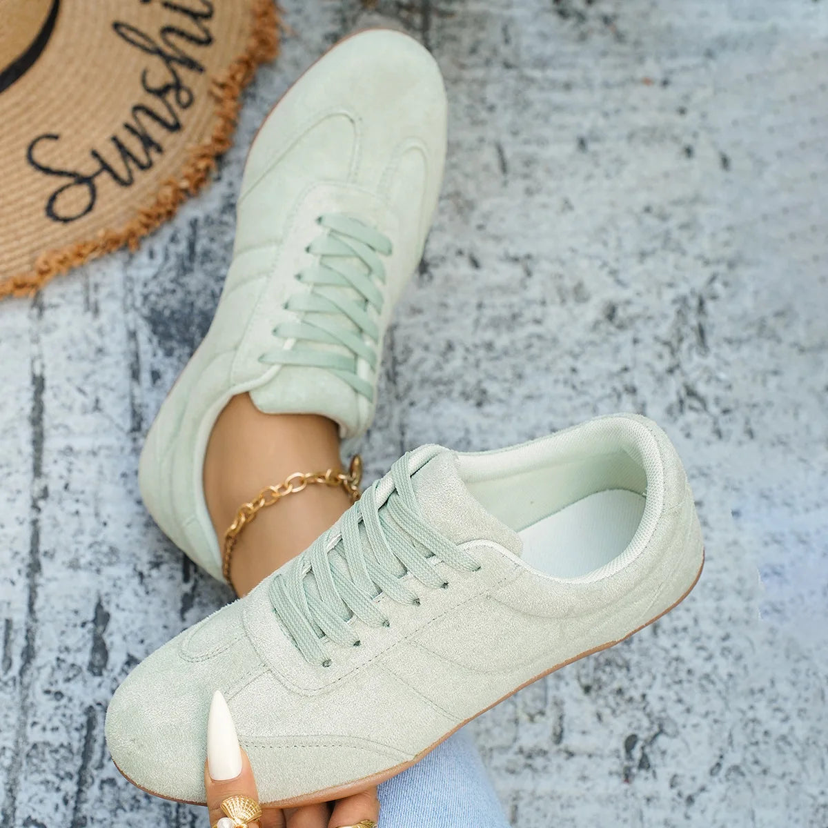 Women's Casual Flat-soled Non-slip Wear-resistant Sport Shoes Spring Autumn Round-toe Soft and Comfortable Women Single Shoes Pi-Mart