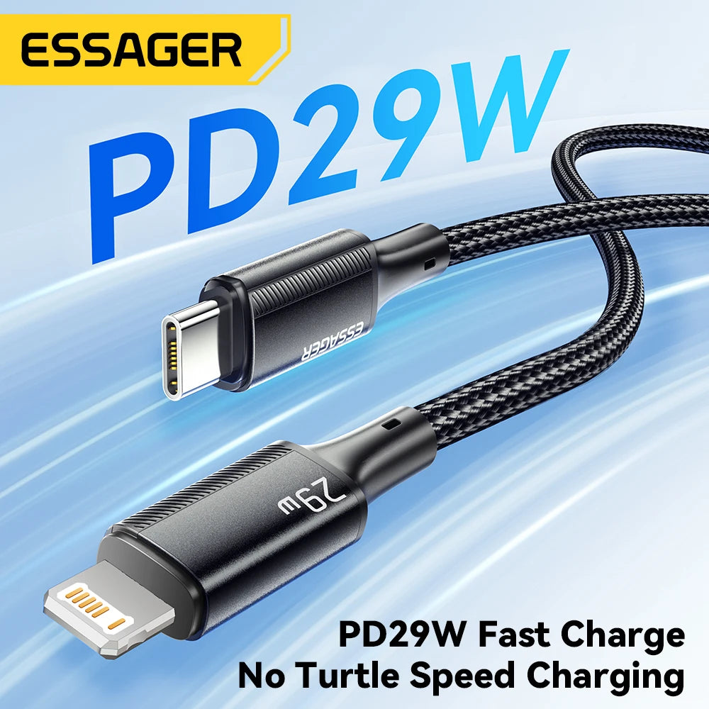 Essager USB C Cable For iPhone 14 13 12 11 Pro Max Xs Plus 29W Fast Charging Cable Type C To Lighting Date Wire For iPad Macboo Pi-Mart