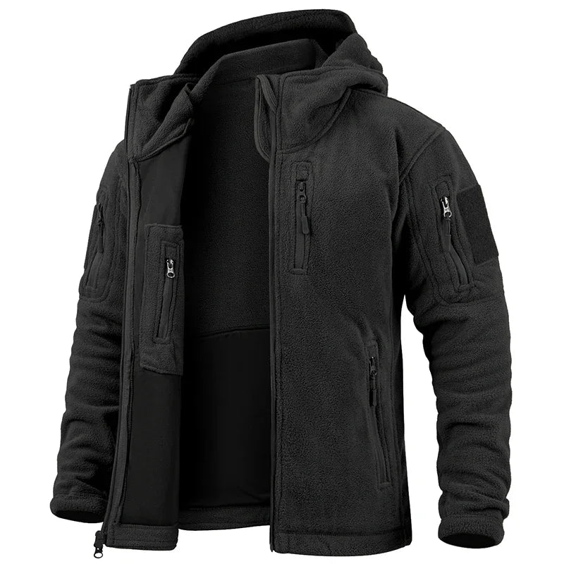 Men's Hunting Fleece Jacket Hiking Hunting Outdoor Fleece  Tactical Jacket Winter Warm Full Zip Military Hoodies Multi-Pockets Pi-Mart