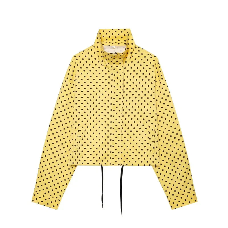 MUJER Polka Dot Bomber Jackets for Women Oversized Cropped Jacket Woman Long Sleeve Women's Jacket Fashion Winter Coat Female LadyShow.Store