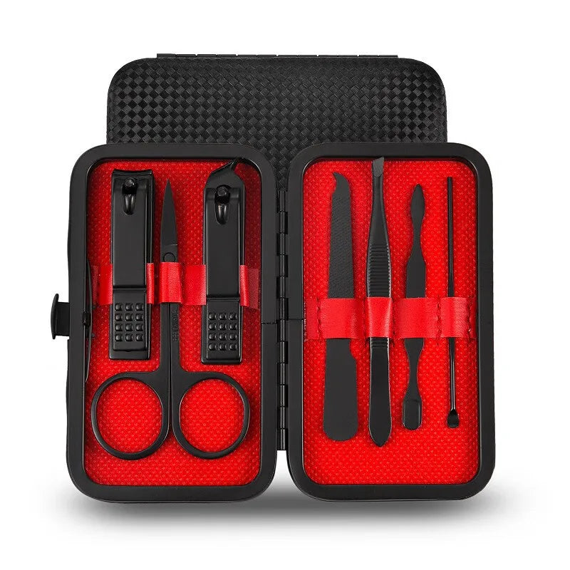 7/10/12/18/20/24PCS Set Professional Manicure Set Kits Stainless Steel Fingernail Toenail Clippers Set with Leather Portable Tri Light Beauty