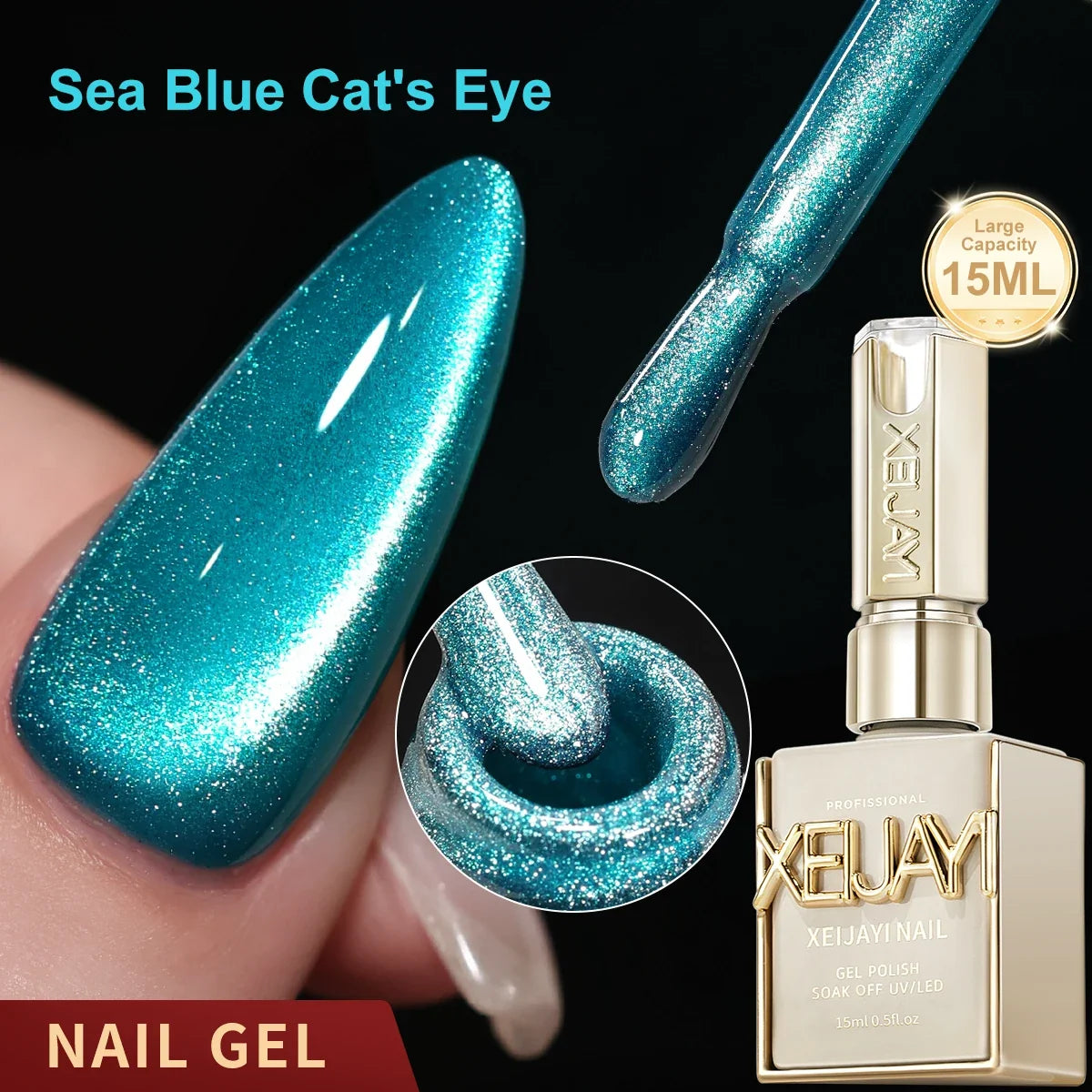 XEIJAYI 1pc 15ML Blue cat eye Nail Gel polish Semi Permanent Nail Art Soaking UV LED Nail Salon DIY Nail Salon Gel Tri Light Beauty