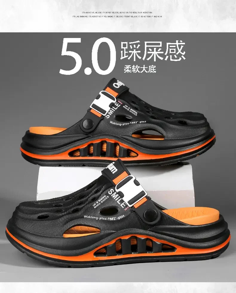 2026 New Men's Holes oes Summer Thi Bot Anti-Slip Driving Beach Slippers Spor Casual EVA Injection Moulding Footwear Pi-Mart