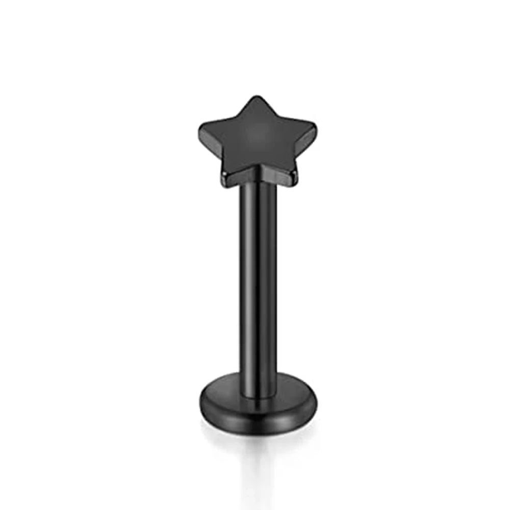 WKOUD 16G Stainless Steel Lip Labret Piercing Crystal Ball Monroe Lip Stud Helix Tragus Conch Piercing Cartilage Earrings Black Pi-Mart