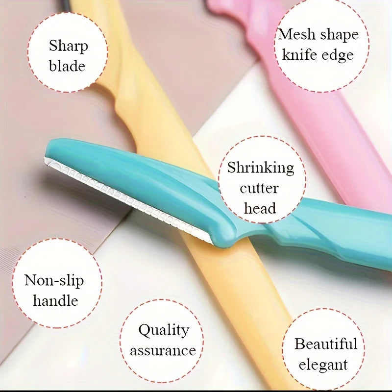 3Pcs Women Eyebrow Razor Stainless Steel Curved Blade Portable Household Facial Grooming Accessory Pi-Mart