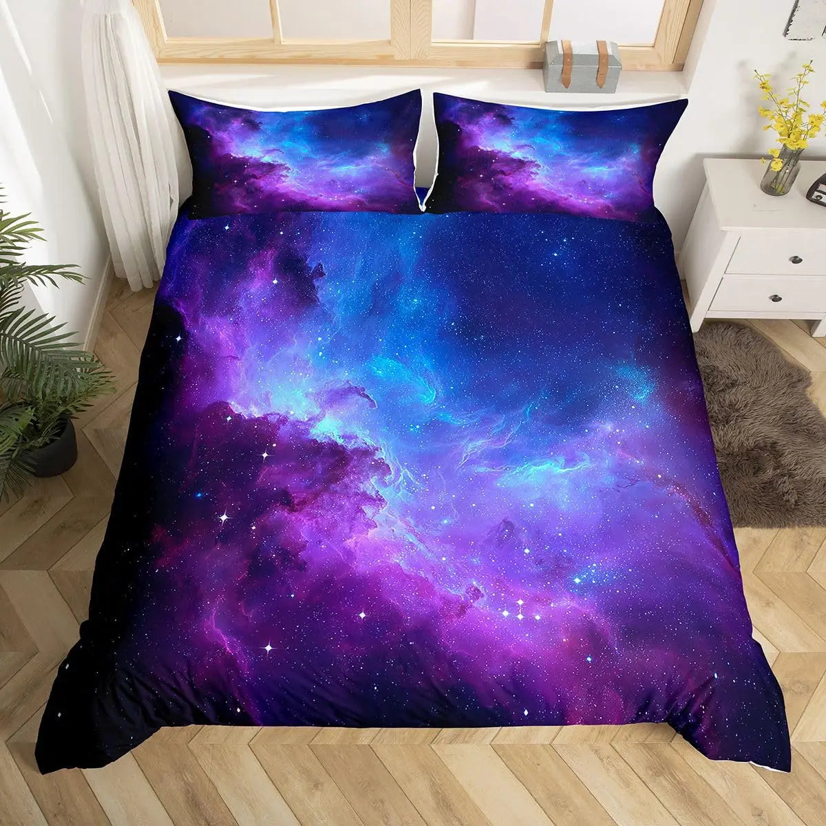 Galaxy Duvet Cover Starry Sky Bedding Set Twin Full Queen King Mysterious Outer Space Comforter Cover For Boys Girl Room Dorm Pi-Mart