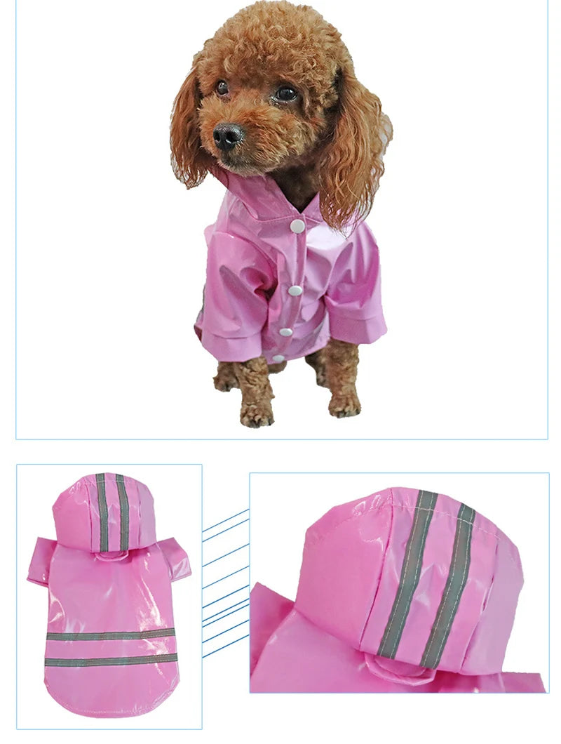 Waterproof Dog Jacket PU Dog Raincoat For Small Dogs Cats Reflective Puppy Raincape Chihuahua Yorkies Raincoat Pet Poncho Pi-Mart