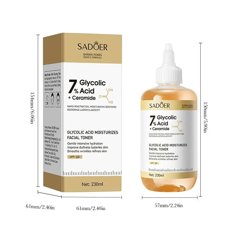 Toner SADOER Glycolic Acid Soothing Moisturizing Serum Improves Dirty and Dry Skin Fine Lines Pi-Mart