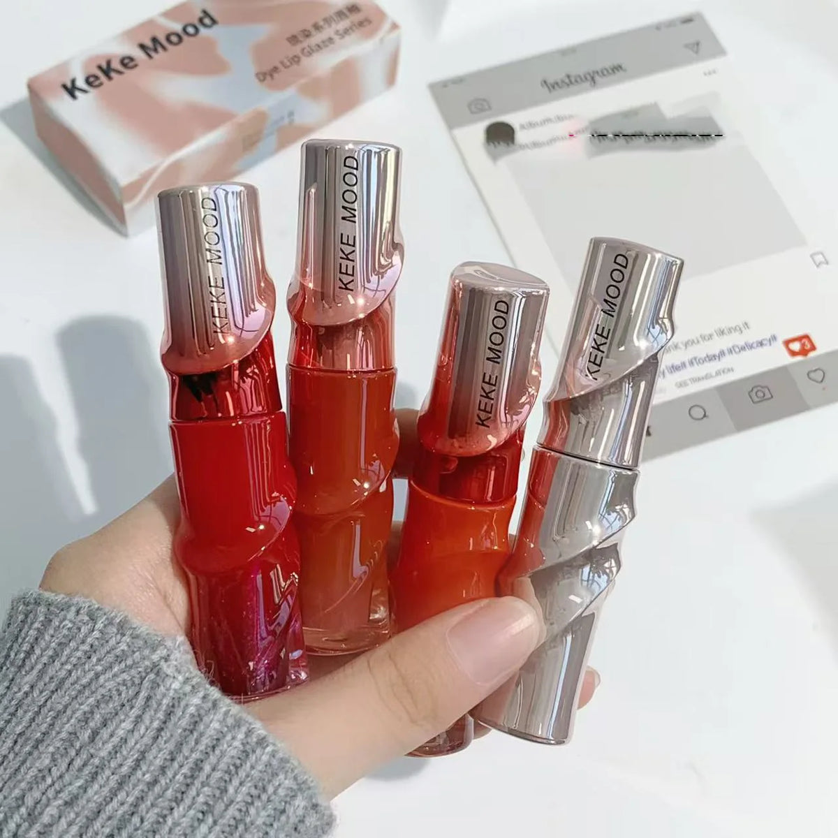 Crystal Nude Gray Glossy Lip Stain Mirror Korean Lip Glaze Sheer Nude Glitter Lip Tint Watery Shine Plumping Lipgloss Cosmetics Pi-Mart