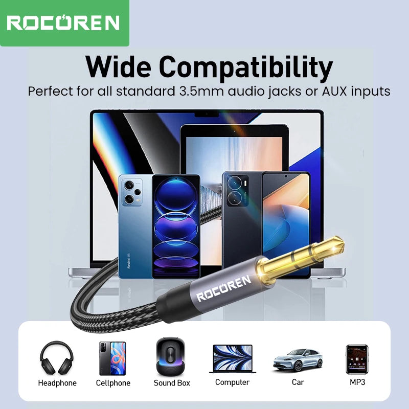 Rocoren Audio Cable 3.5 mm Jack Male to Male Aux Cable For Phone Headphone Car MP3 Speaker Computer 3.5mm Jack Aux Wire Cord 5M Pi-Mart