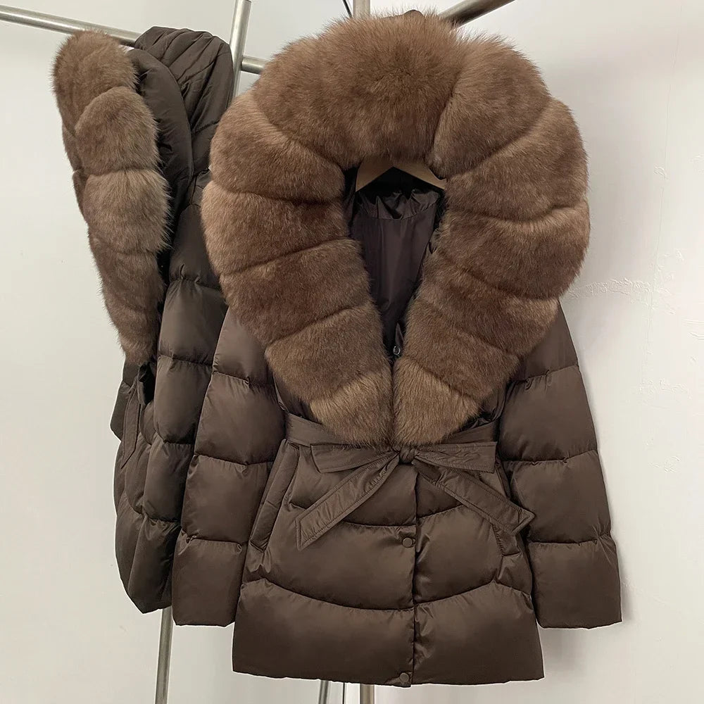 Natural Fur Collar Down Jacket Women Winter 2026 High Quality Duck Down Puffer Parka Windproof Warm Down Coat Outerwear New LadyShow.Store