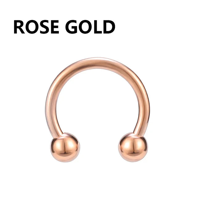 1PC metal Horseshoe Fake Nose Ring C Clip Septum Lip stainless steel Real Piercing Nose Rings Hoop For Women Men Jewelry Pi-Mart
