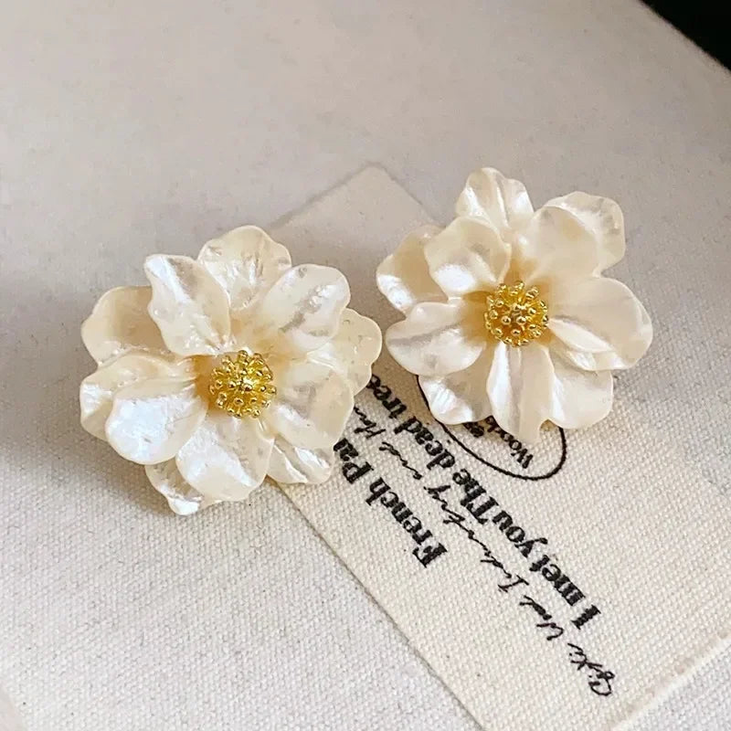New Fashion Sweet Design Spring/Summer Blue Pink Enamel Flower Light Luxury High End Earrings Party Gifts for Women Jewelry Pi-Mart