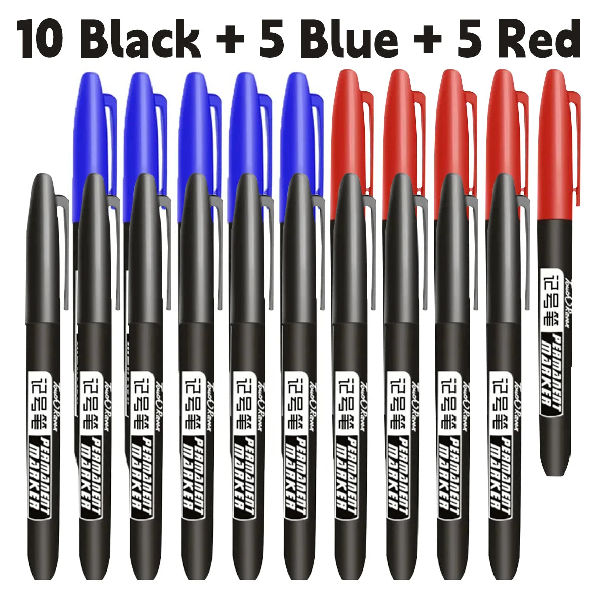 6 PCS Permanent Marker Pen Manga Drawing Markers Black Blue Red Waterproof Ink Sketch Pens Stationery Art School Supplies Pi-Mart