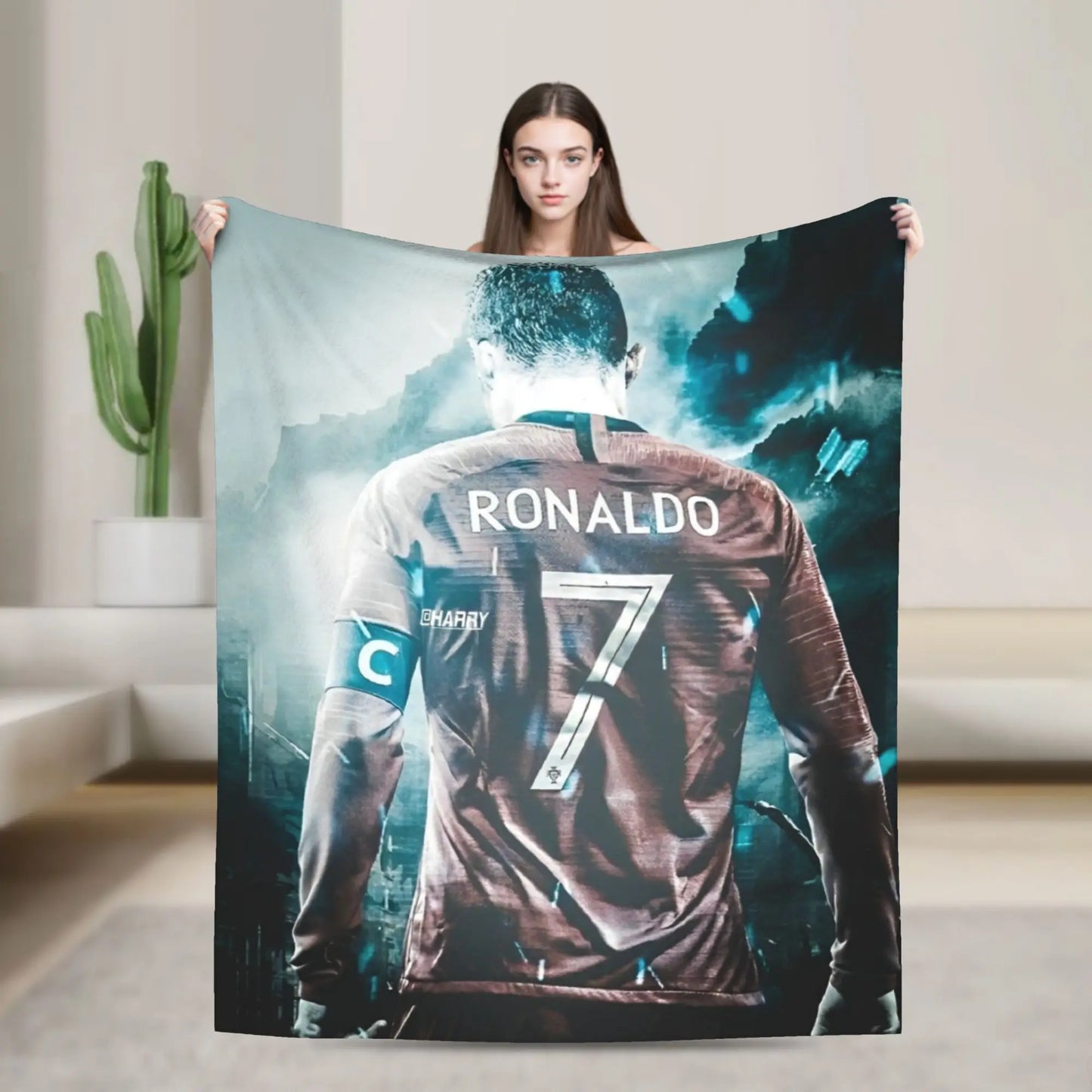 CR7  Football Soccer Blanket Ronaldos Flannel Funny Warm Throw Blanket for Bedding Lounge Decoration Pi-Mart