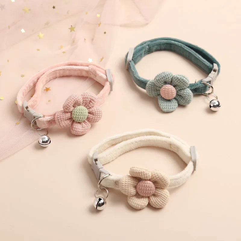 1Pc Cat Collar with Cute Flower  Adjustable Buckle Cat Collar Bell Collar Cat  Small Pet Supplies  Kitten Collar  Small Dog Acce Pi-Mart