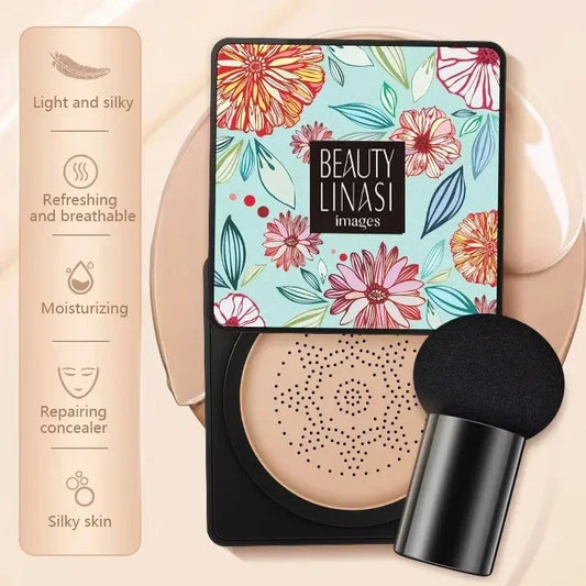 Mushroom Head Air Cushion, CC Cream Natural Moisturizing Foundation Concealer Whitening Oil-control Makeup Cosmetics BB Cream Tri Light Beauty