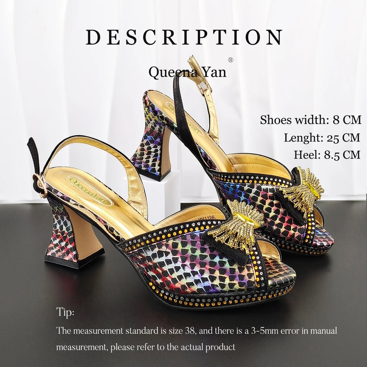 QueenaYan 2026 New Italian Pumps and Bag To Party  INS Style Open-Toe Rhinestone Elegant High Heels for Women Party Pi-Mart