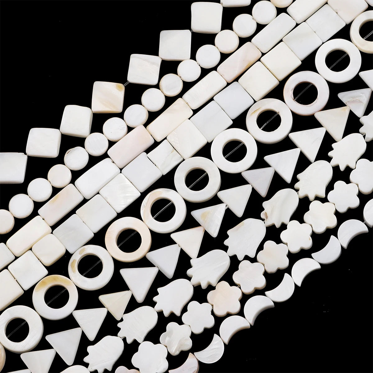 Natural Shell Beads Mother of Pearl Love Star Oval Round Flat Loose Spacer Beads for Jewelry Making DIY Charm Bracelet Necklace Pi-Mart
