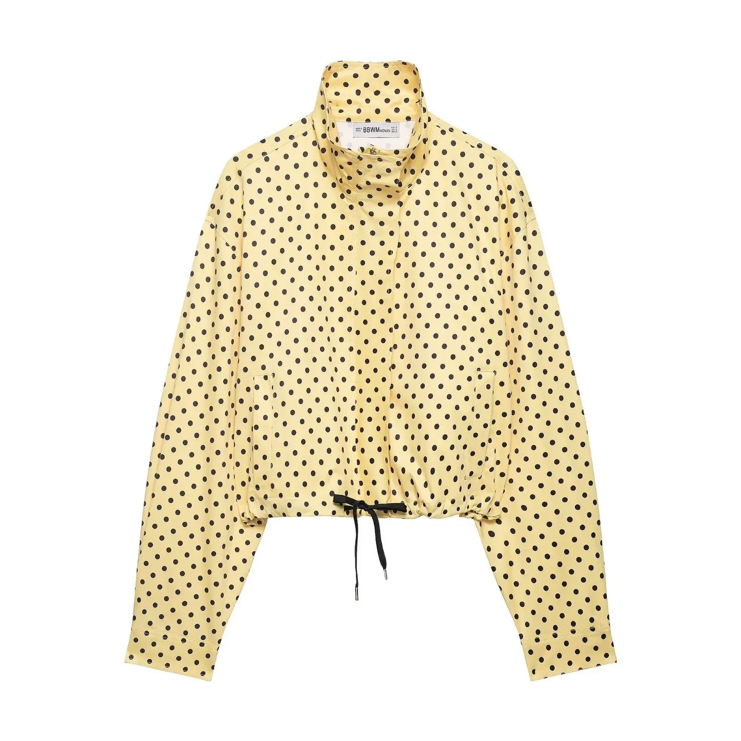 TARUXY Fashion Polka Dot Print Jacket Coat Women's Stand Collar Long Sleeved Workwear Coat Ins Hot Short Casual Female Jackets LadyShow.Store