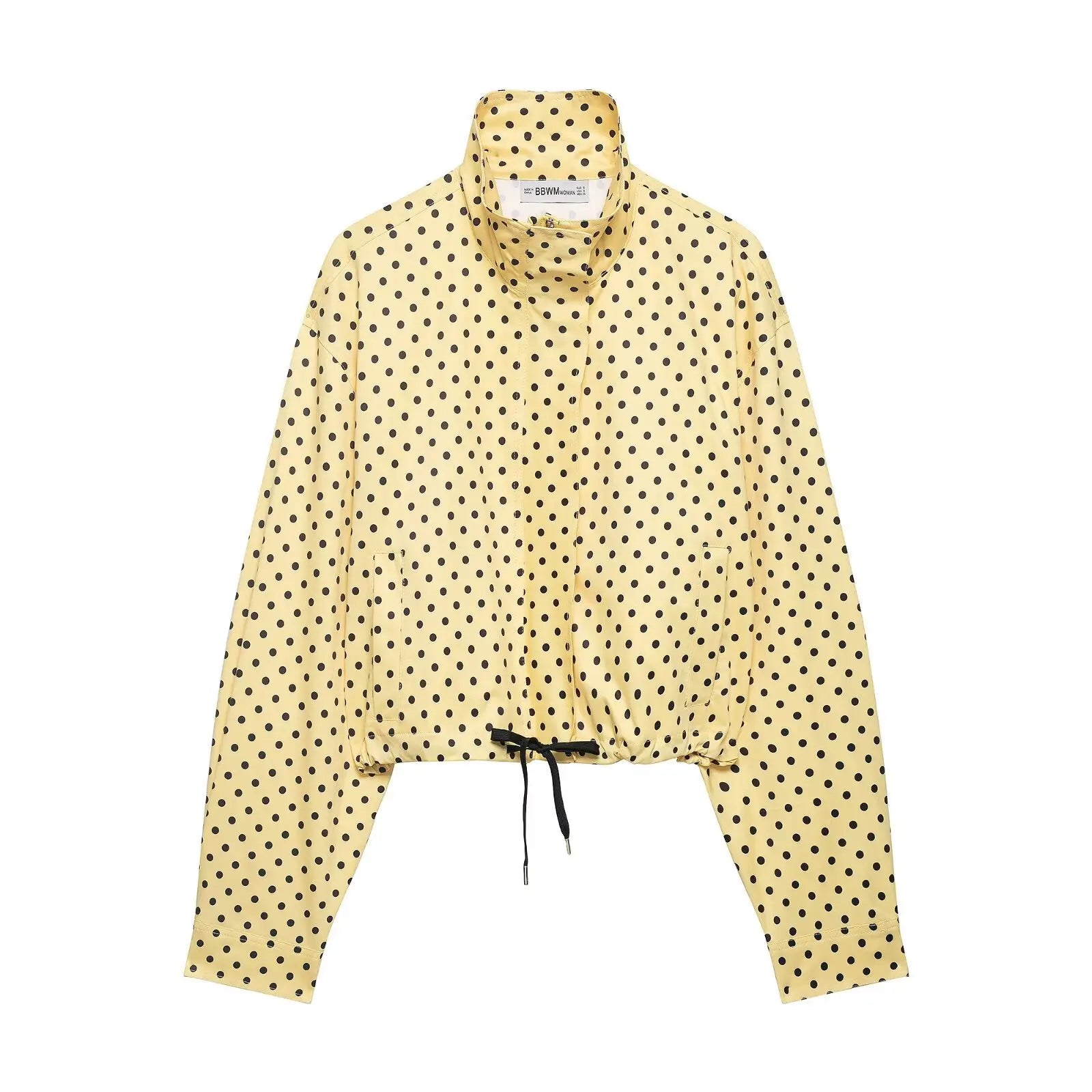 TARUXY Fashion Polka Dot Print Jacket Coat Women's Stand Collar Long Sleeved Workwear Coat Ins Hot Short Casual Female Jackets LadyShow.Store